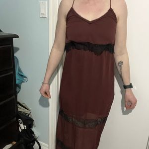 H&M burgundy and black lace dress